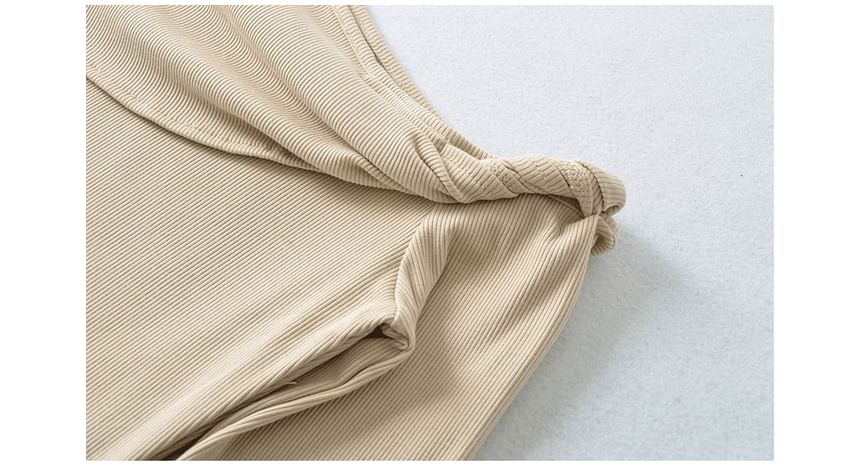 Off-Shoulder Twisted Detail Long-Sleeve Tee