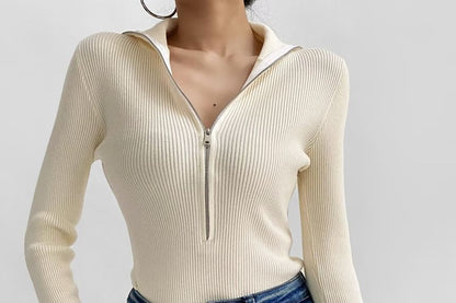 Stand Collar Long-Sleeve Plain Bodysuit