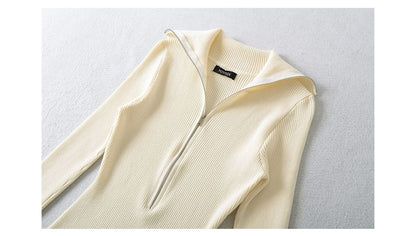 Stand Collar Long-Sleeve Plain Bodysuit