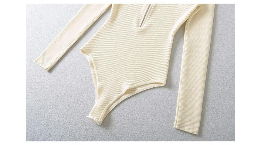 Stand Collar Long-Sleeve Plain Bodysuit