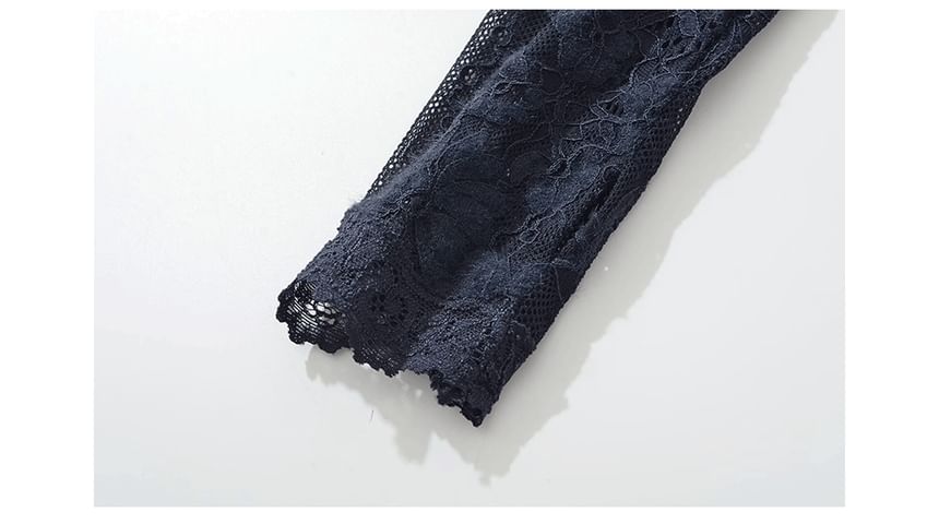 Lace Mock Neck Long-Sleeve Bodysuit Top