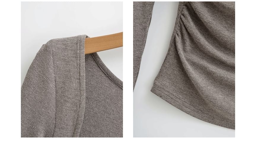 Ruched Square Neck Long-Sleeve Crop Tee