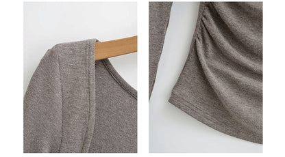 Ruched Square Neck Long-Sleeve Crop Tee