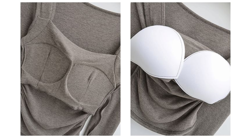 Ruched Square Neck Long-Sleeve Crop Tee