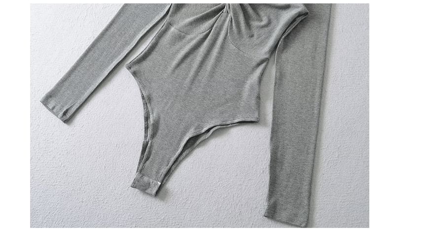 Twisted Mock Neck Long-Sleeve Bodysuit Top