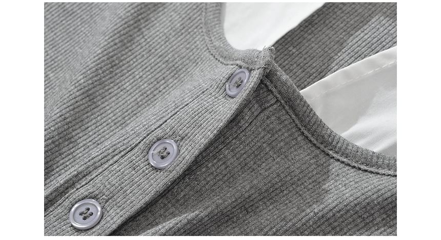 Collared Mock Two-Piece Long-Sleeve Polo