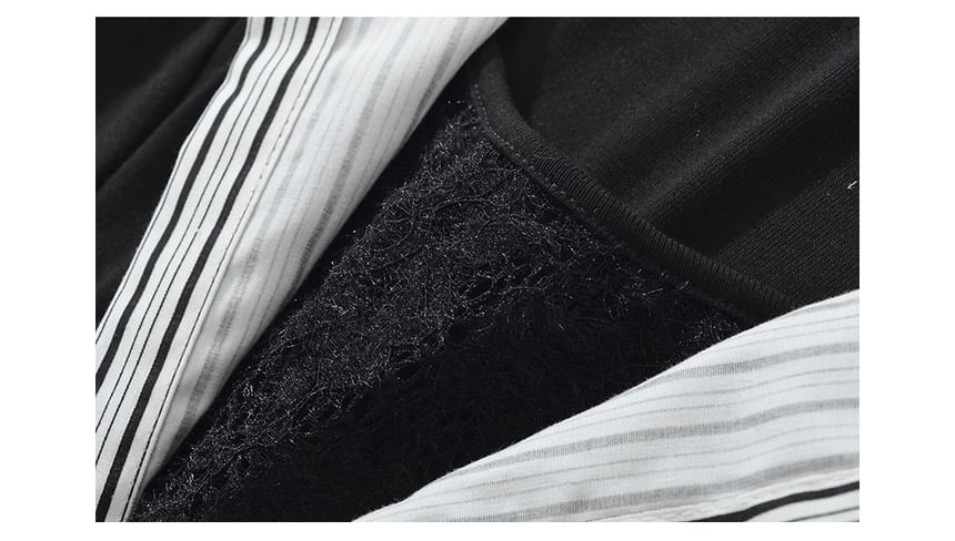 Striped Collared Long-Sleeve Mock Layer Top