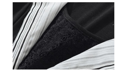 Striped Collared Long-Sleeve Mock Layer Top