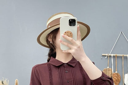 Long-Sleeve Lace Plain Shirt