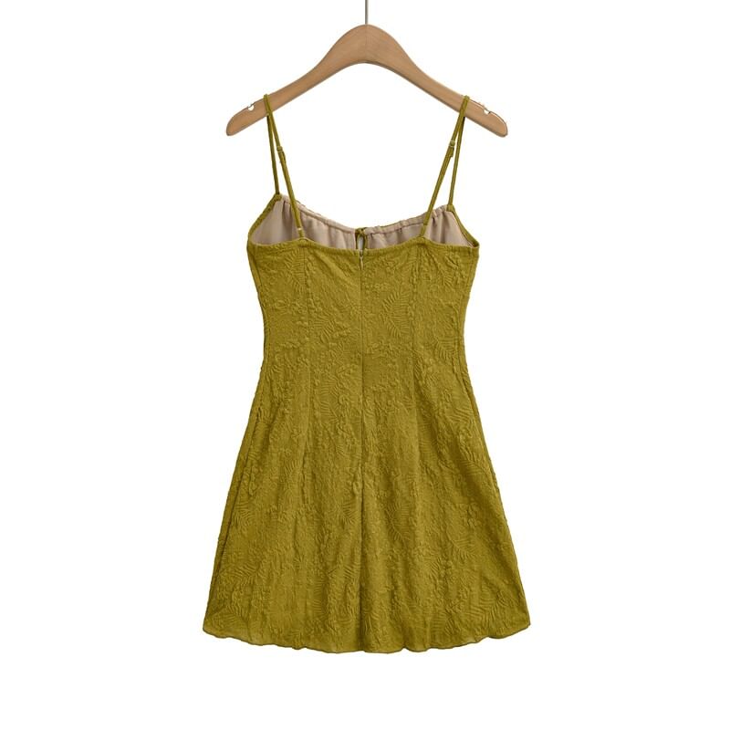 Spaghetti Strap V-Neck Plain Mini A-Line Dress