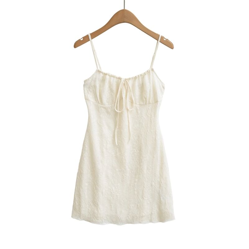 Spaghetti Strap V-Neck Plain Mini A-Line Dress