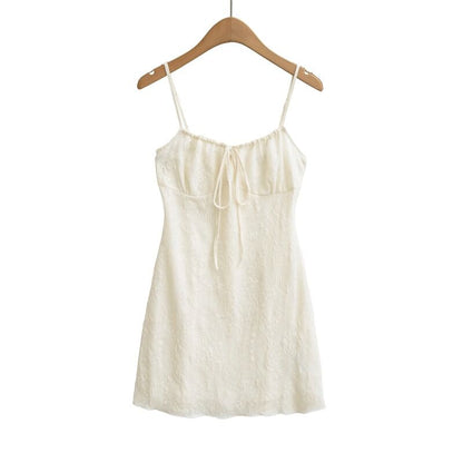 Spaghetti Strap V-Neck Plain Mini A-Line Dress