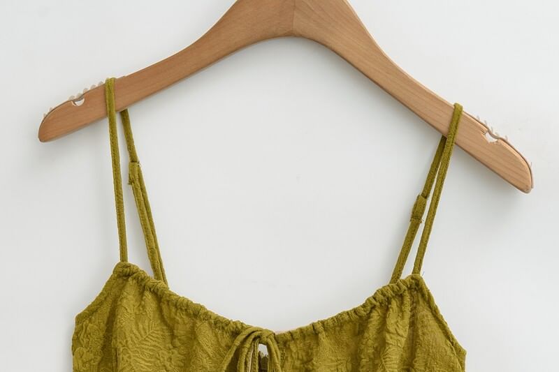 Spaghetti Strap V-Neck Plain Mini A-Line Dress