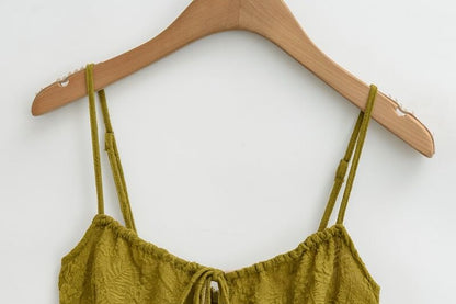 Spaghetti Strap V-Neck Plain Mini A-Line Dress