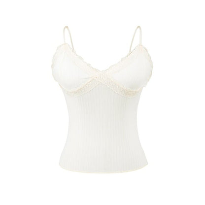 V-Neck Lace Trim Camisole Top