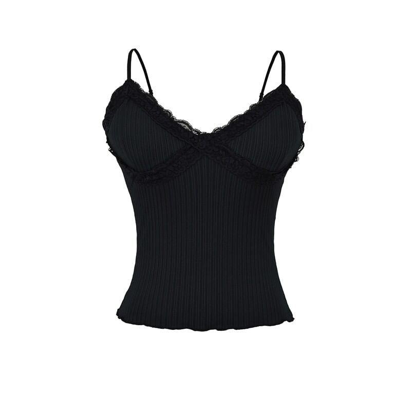 V-Neck Lace Trim Camisole Top
