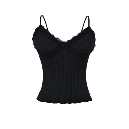 V-Neck Lace Trim Camisole Top