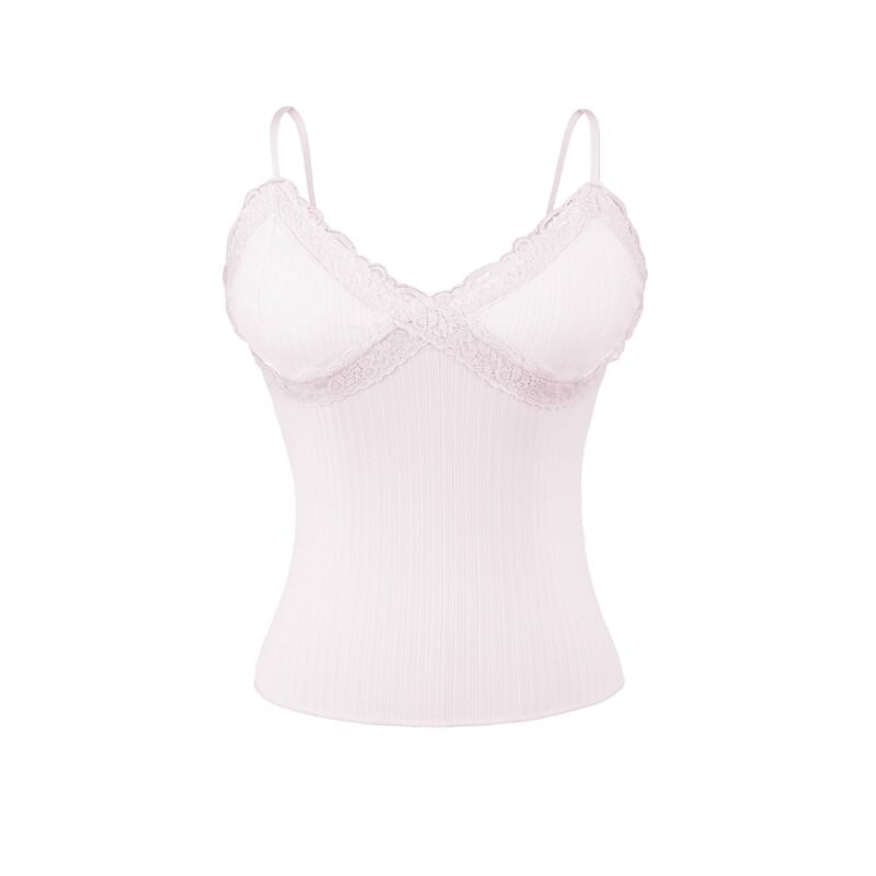 V-Neck Lace Trim Camisole Top