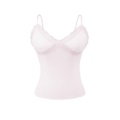 V-Neck Lace Trim Camisole Top