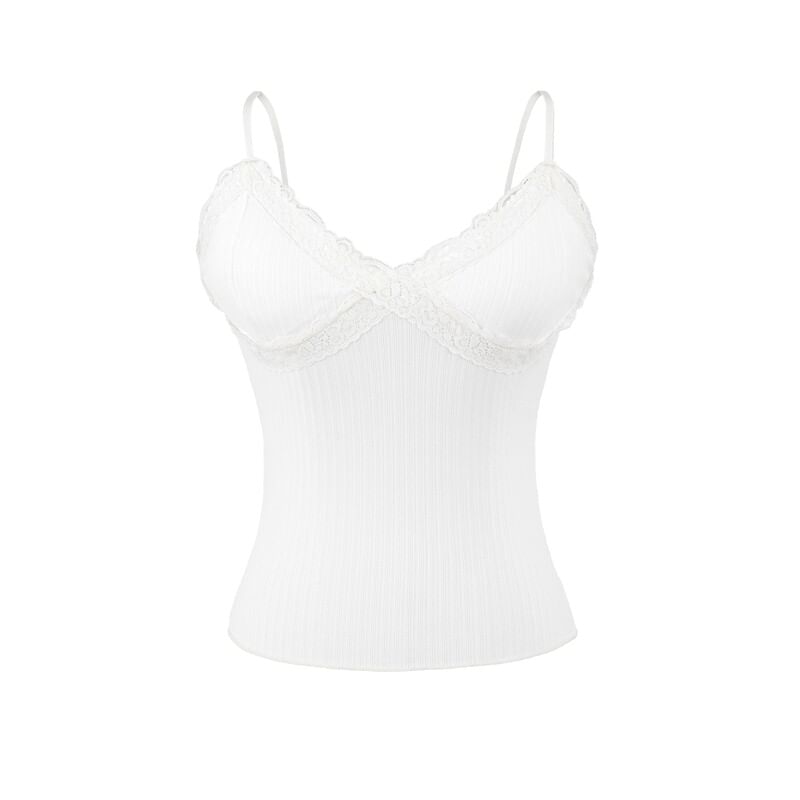 V-Neck Lace Trim Camisole Top