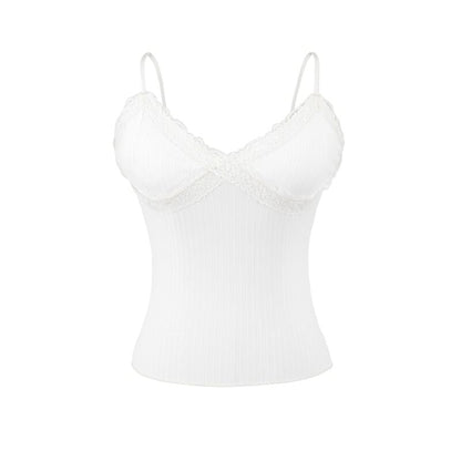 V-Neck Lace Trim Camisole Top