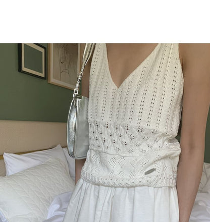 Spaghetti Strap V-Neck Solid Knit Camisole