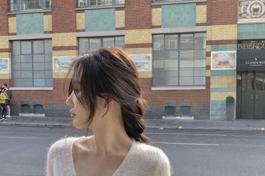 Long Sleeve V-Neck Solid Wrap Knit Top