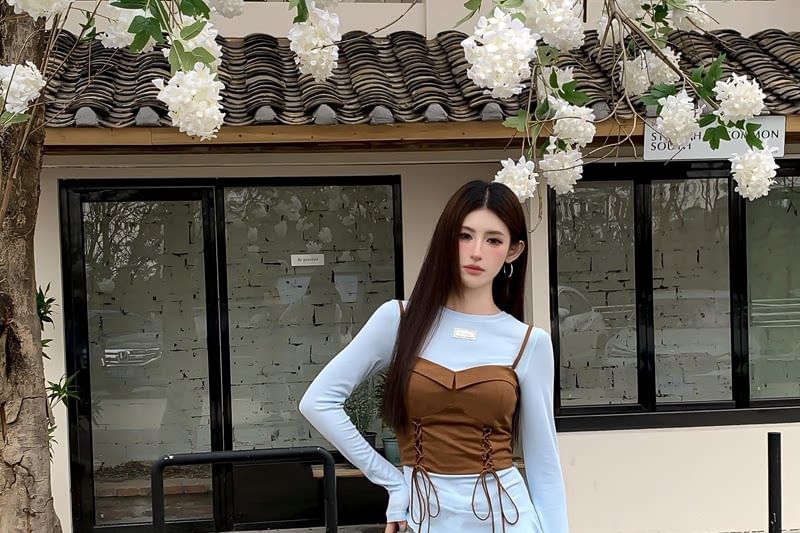 Long Sleeve Crew Neck Asymmetrical Hem Top