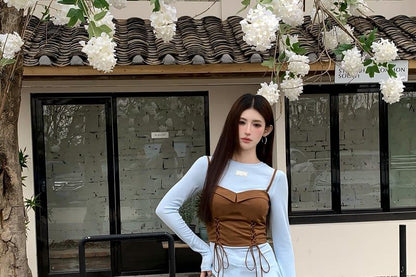 Long Sleeve Crew Neck Asymmetrical Hem Top