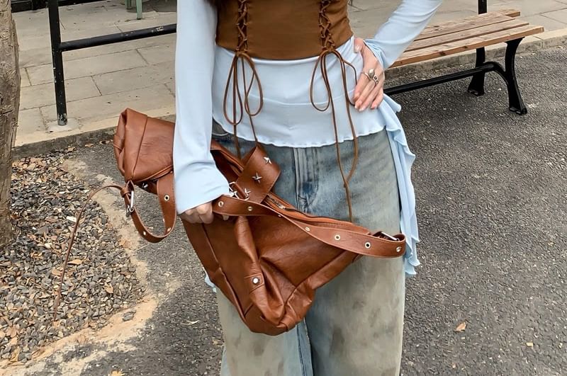 Long Sleeve Crew Neck Asymmetrical Hem Top