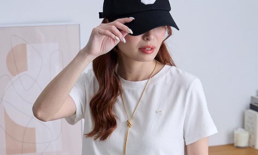Short Sleeve Crew Neck Lace Panel Tee