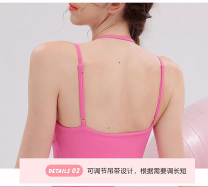 Spaghetti Strap V-Neck Plain Mini A-Line Athletic Dress