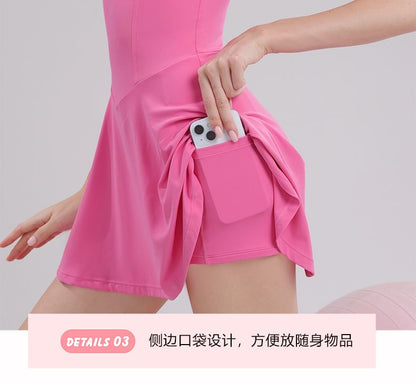 Spaghetti Strap V-Neck Plain Mini A-Line Athletic Dress