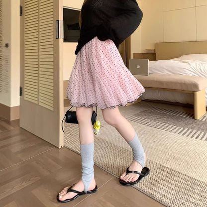Mid Waist Dotted Mini A-Line Skirt