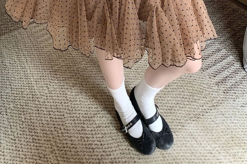 Mid Waist Dotted Mini A-Line Skirt