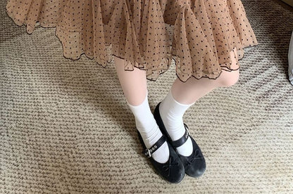 Mid Waist Dotted Mini A-Line Skirt