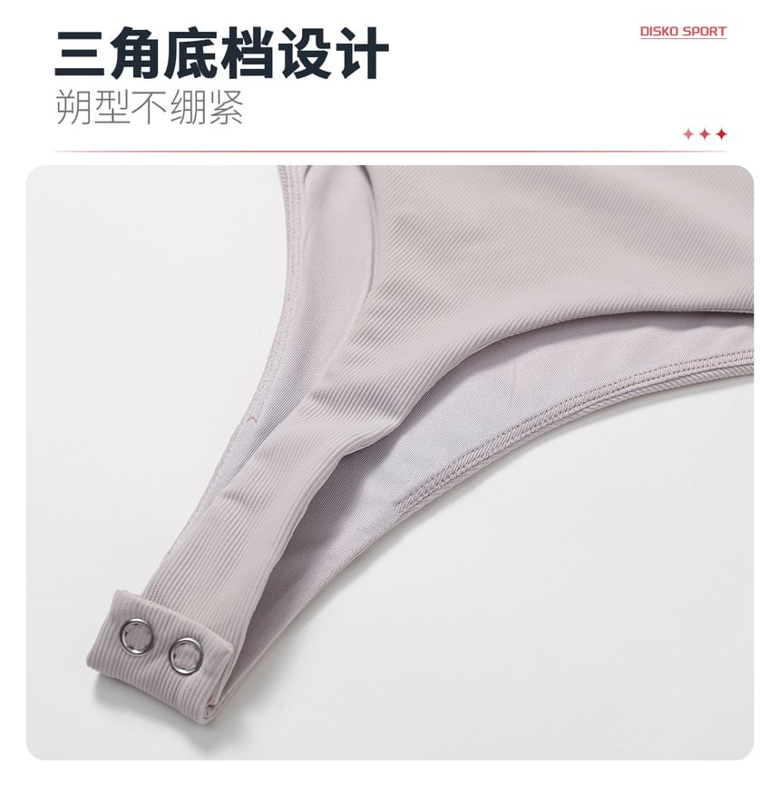 Short-Sleeve Square Neck Plain Lace Trim Bodysuit Top