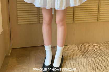Mid Rise Plain Lace Trim Mini A-Line Skirt