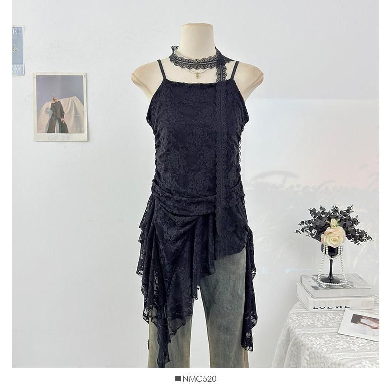 Spaghetti Strap Lace Asymmetrical Camisole Top