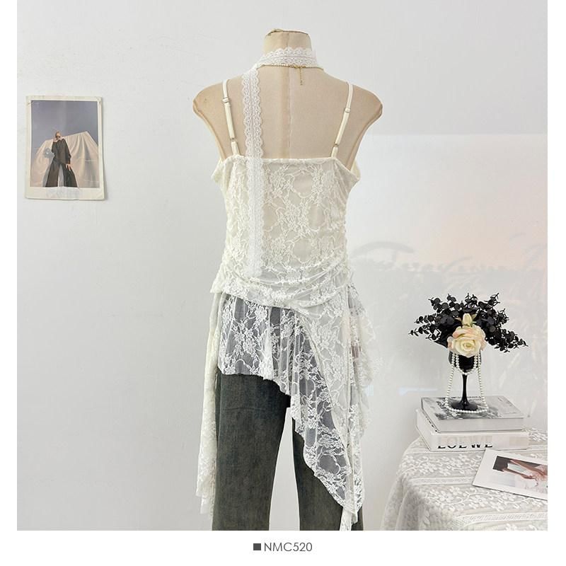 Spaghetti Strap Lace Asymmetrical Camisole Top