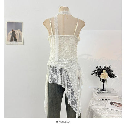Spaghetti Strap Lace Asymmetrical Camisole Top