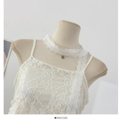 Spaghetti Strap Lace Asymmetrical Camisole Top