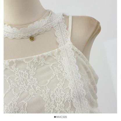 Spaghetti Strap Lace Asymmetrical Camisole Top