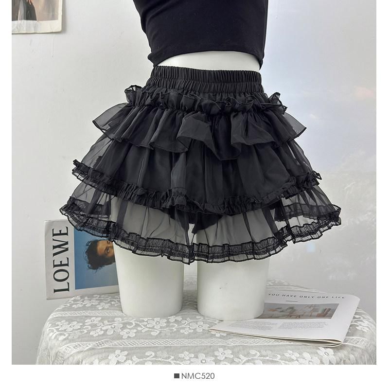 Mid Waist Sheer Mini Tiered Skirt
