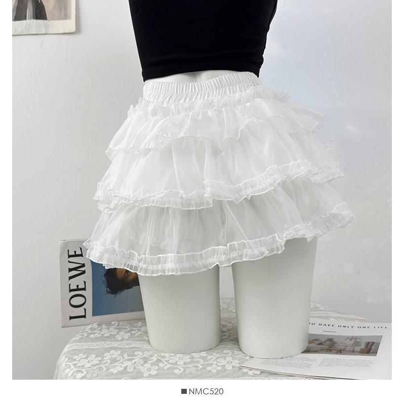 Mid Waist Sheer Mini Tiered Skirt