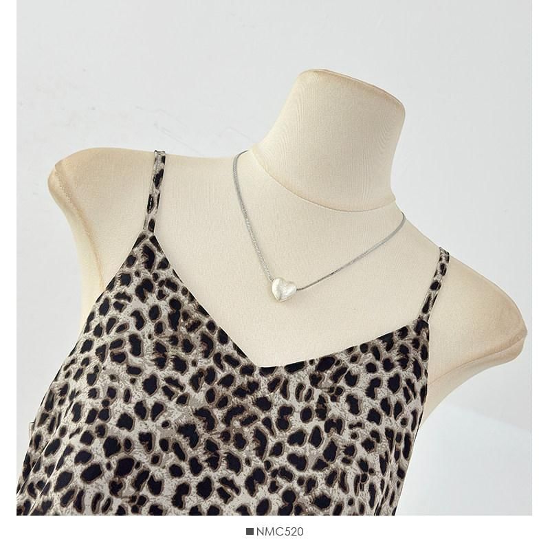 Spaghetti Strap V-Neck Leopard Print Asymmetrical Mini Dress
