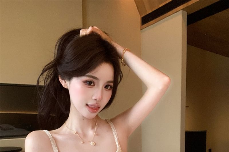 V-Neck Plain Crop Camisole Top