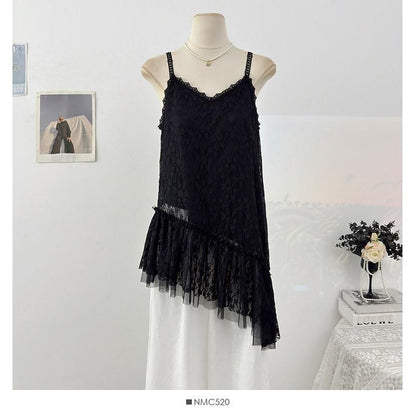 V-Neck Lace Asymmetrical Camisole Top