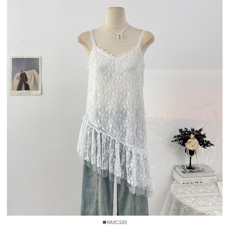 V-Neck Lace Asymmetrical Camisole Top