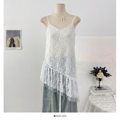 V-Neck Lace Asymmetrical Camisole Top